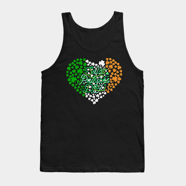 Happy St. Patrick's Day with Shamrock Heart in Irish Flag Colors Tank Top by Epic Shirt Store